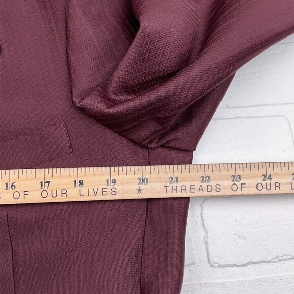 Phoenix Suit Men 42 31Wx31.5L Burgundy Shiny Polyester Stripe 60s-70s VTG USA - Picture 9 of 16